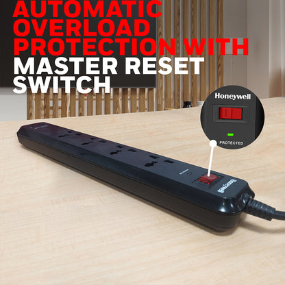 Honeywell 4 Out Surge Protector PD18W with USB Value Series / 3 Years Warranty