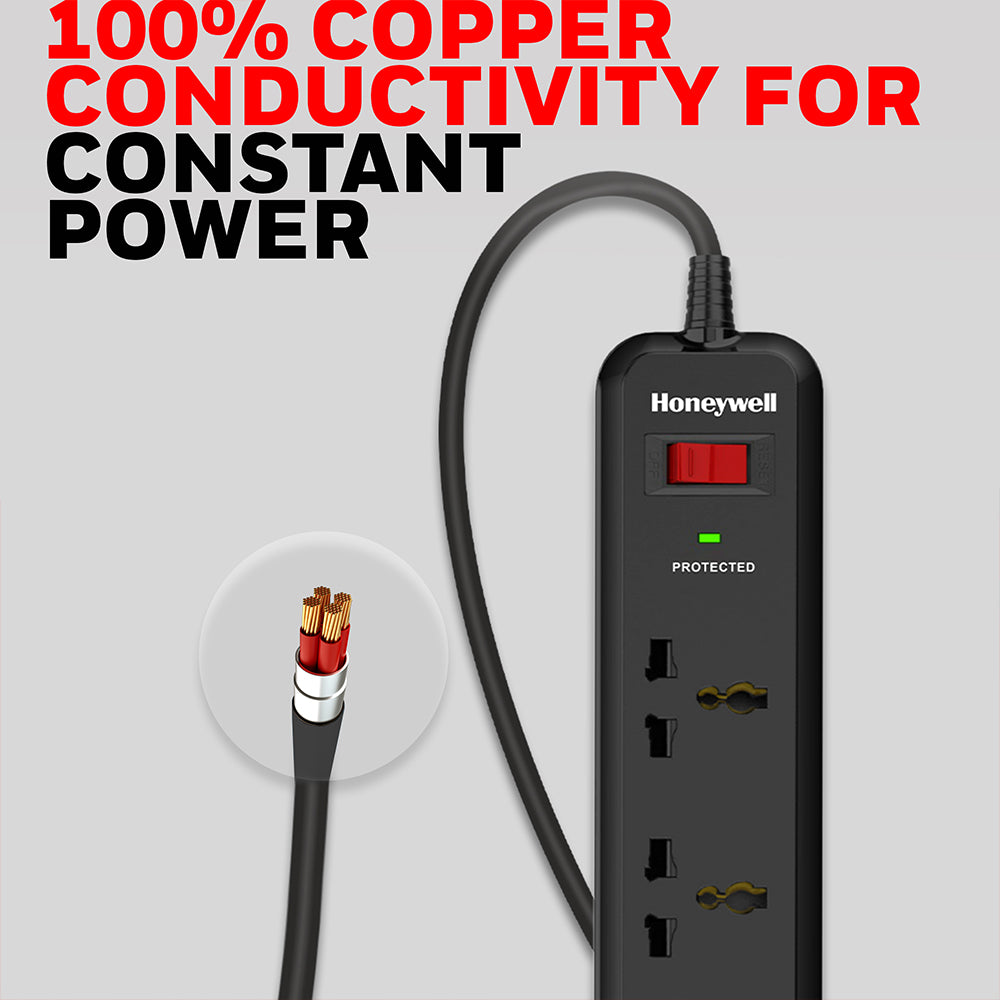 Honeywell 4 Out Surge Protector PD18W with USB Value Series / 3 Years Warranty