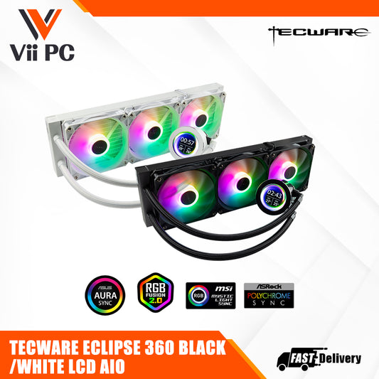 TECWARE ECLIPSE 360 LCD AIO Liquid CPU Cooler Black/White
