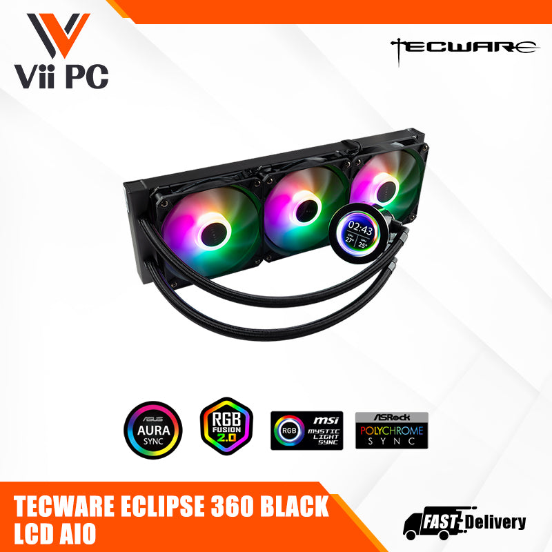 TECWARE ECLIPSE 360 LCD AIO Liquid CPU Cooler Black/White