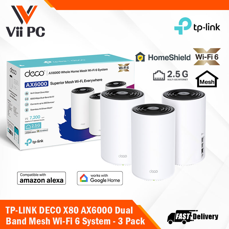 TP-LINK DECO X80 AX6000 Dual-Band Mesh Wi-Fi 6 System - 2/3 Pack
