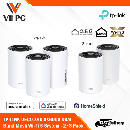 TP-LINK DECO X80 AX6000 Dual-Band Mesh Wi-Fi 6 System - 2/3 Pack