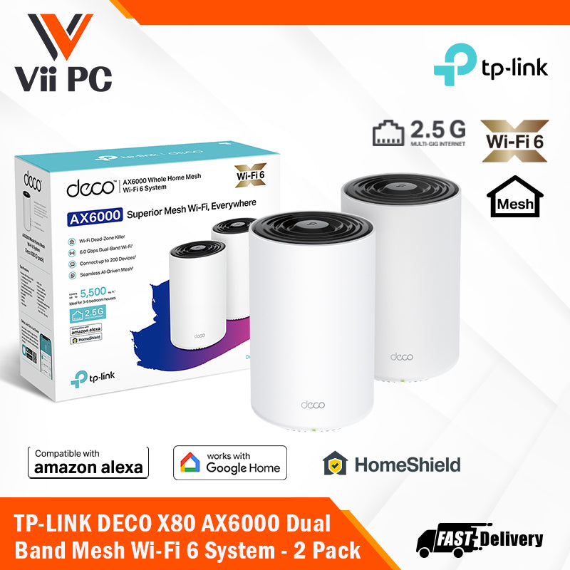TP-LINK DECO X80 AX6000 Dual-Band Mesh Wi-Fi 6 System - 2/3 Pack