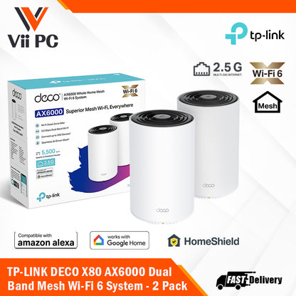 TP-LINK DECO X80 AX6000 Dual-Band Mesh Wi-Fi 6 System - 2/3 Pack