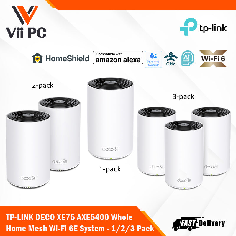 TP-LINK DECO XE75 AXE5400 Tri-Band Mesh Wi-Fi 6E System - 1/2/3 Pack