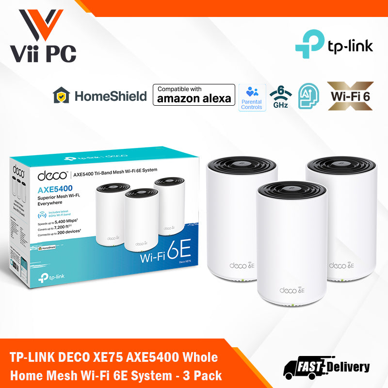 TP-LINK DECO XE75 AXE5400 Tri-Band Mesh Wi-Fi 6E System - 1/2/3 Pack