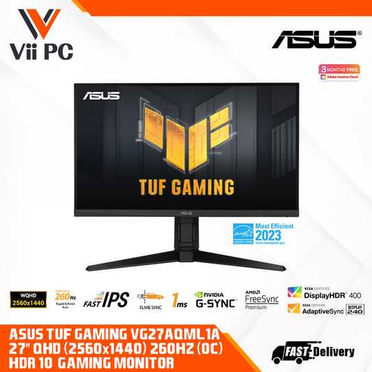 TUF Gaming VG27AQML1A Gaming Monitor – 27-inch, QHD(2560x1440), Overclock to 260Hz (native 240Hz), GAMING MONITOR
