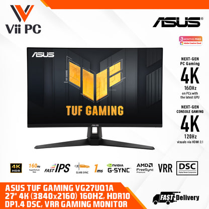 TUF Gaming VG27UQ1A Gaming Monitor – 27 inch 4K, HDR, 160Hz, ELMB Sync, 1ms response time, 95% DCI-P3 GAMING MONITOR