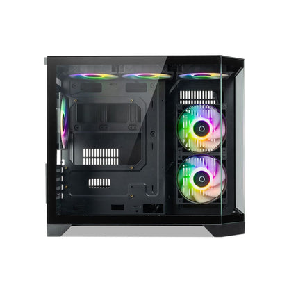 TECWARE VX TRINITY M Triple Tempered Glass mATX Case with 6 Omni Link ARGB Fans - Black/White