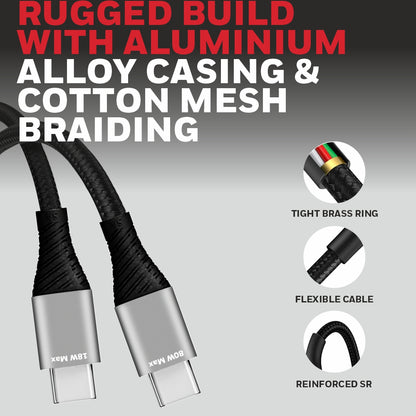 Honeywell Type C To Dual Type C Cable Silver Platinum Series/1 Year Warranty