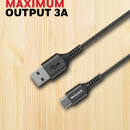 Honeywell USB 2.0 TO TYPE C CABLE 1.8 Meter - Black (Silicone Cable) Platinum Series / 1 Year Warranty