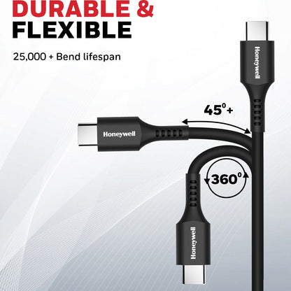 Honeywell USB 2.0 TO TYPE C CABLE 1.8 Meter - Black (Silicone Cable) Platinum Series / 1 Year Warranty