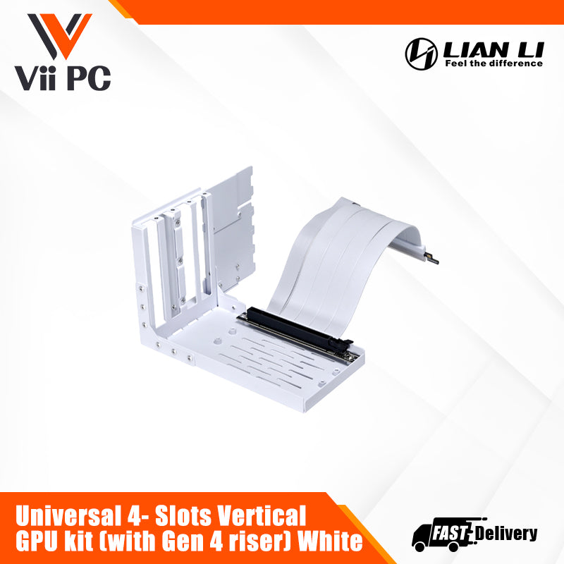 Lian Li Universal 4-Slots Vertical GPU Bracket,4.0 PCI-Riser, Black/White - 1yr Wty