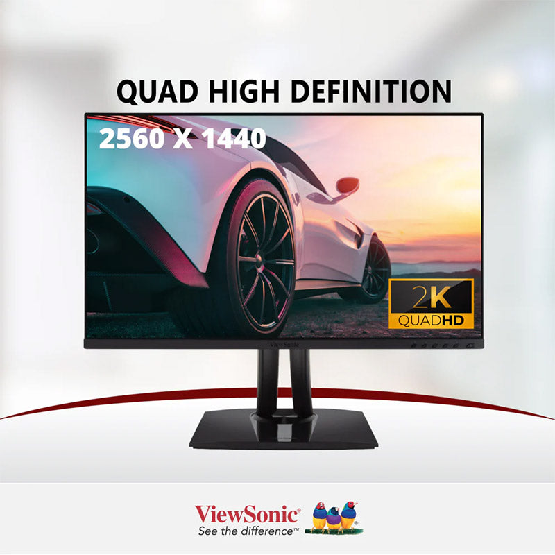 ViewSonic VP2756-2K 27" IPS 1440p Ergonomic Monitor with Ultra-Thin Bezels, Color Accuracy, Pantone Validated, HDMI, DisplayPort and USB C for Professional Home and Office