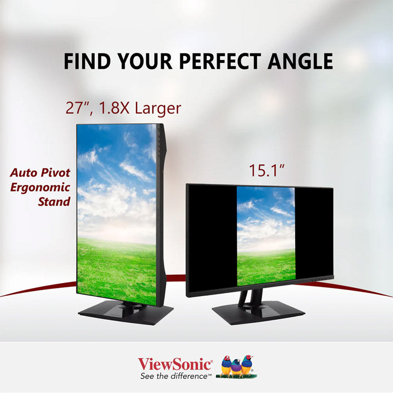 ViewSonic VP2756-2K 27" IPS 1440p Ergonomic Monitor with Ultra-Thin Bezels, Color Accuracy, Pantone Validated, HDMI, DisplayPort and USB C for Professional Home and Office