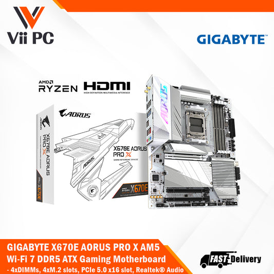 GIGABYTE X670E AORUS PRO X Wi-Fi 7 DDR5 AM5 M.2 PCIe 5.0 x16 slot ATX Gaming Motherboard