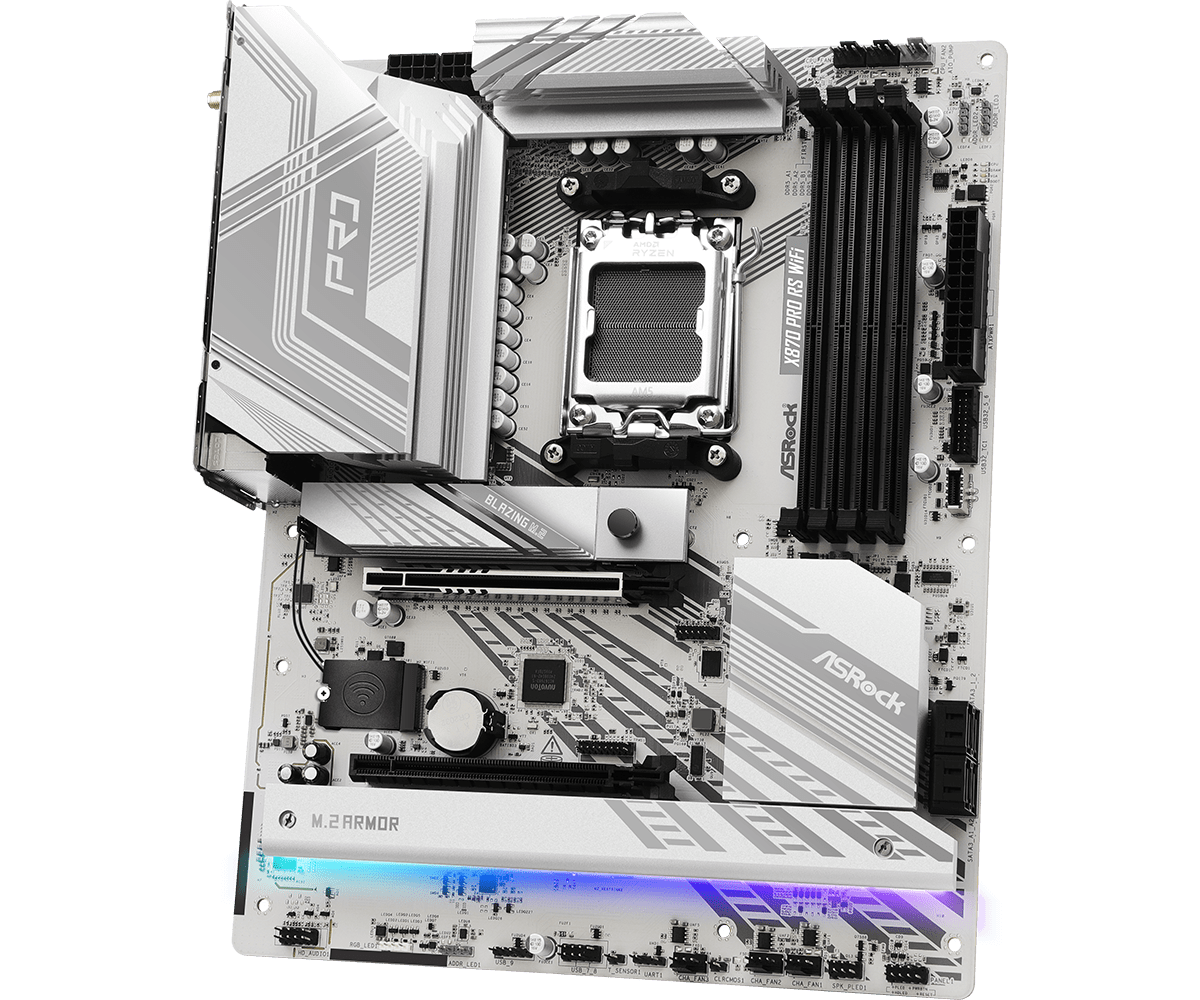 ASROCK X870 PRO RS WIFI AMD Ryzen 9000 Series DDR5 Gaming Motherboard - White