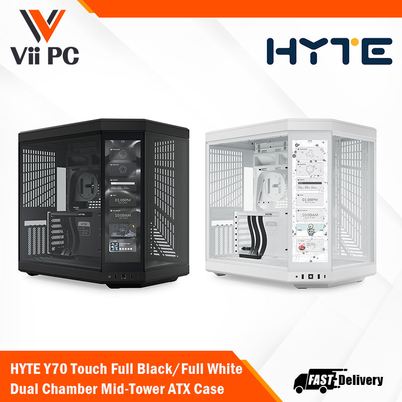 HYTE Y70 Touch Full Black/ Full White Dual Chamber Mid-Tower Chassis CASE - 3 Yrs Warranty