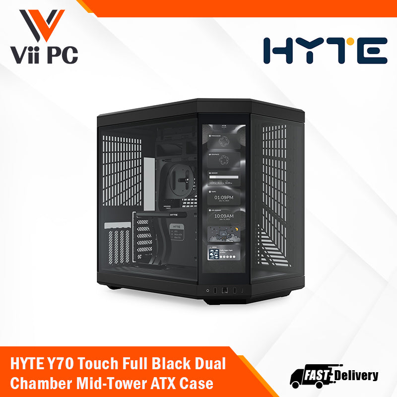 HYTE Y70 Touch Full Black/ Full White Dual Chamber Mid-Tower Chassis CASE - 3 Yrs Warranty