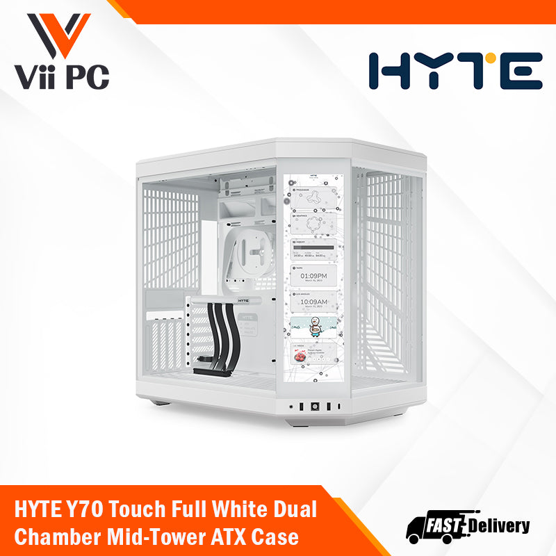 HYTE Y70 Touch Full Black/ Full White Dual Chamber Mid-Tower Chassis CASE - 3 Yrs Warranty