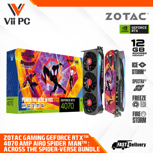 ZOTAC GAMING GeForce RTX 4070 12GB GDDR6X AMP AIRO [Spider-Man: Across the Spider-Verse Bundle] GAMING GRAPHICS CARD