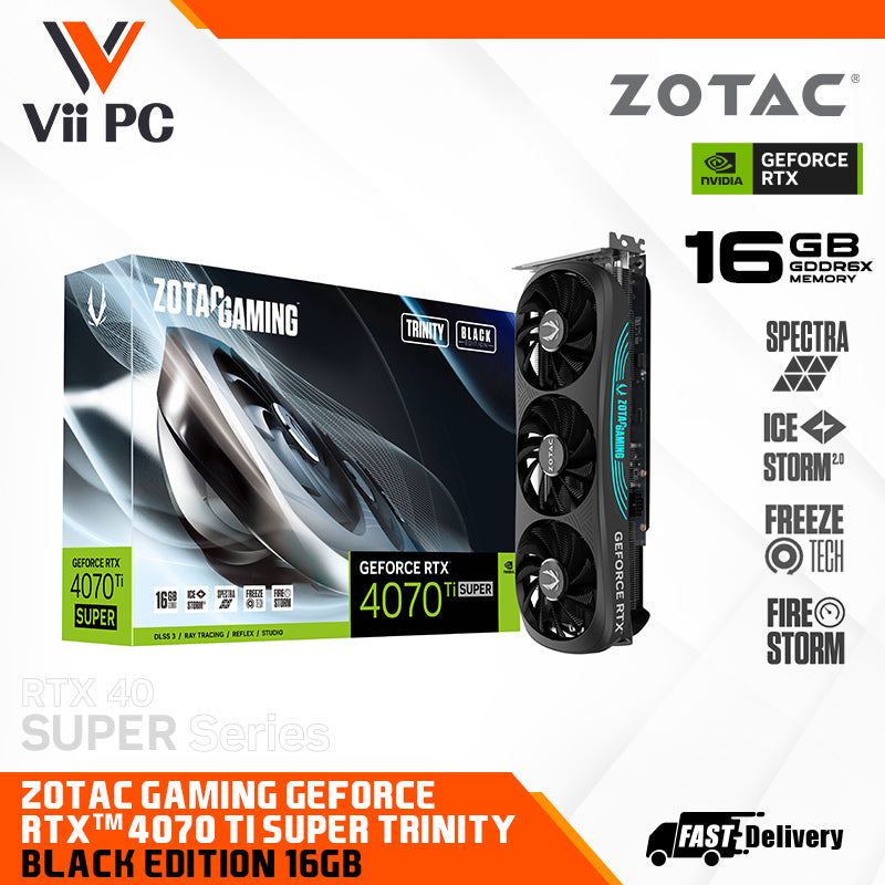 ZOTAC GAMING GeForce RTX 4070 Ti SUPER Trinity Black Edition 16GB GDDR6X Graphics Card