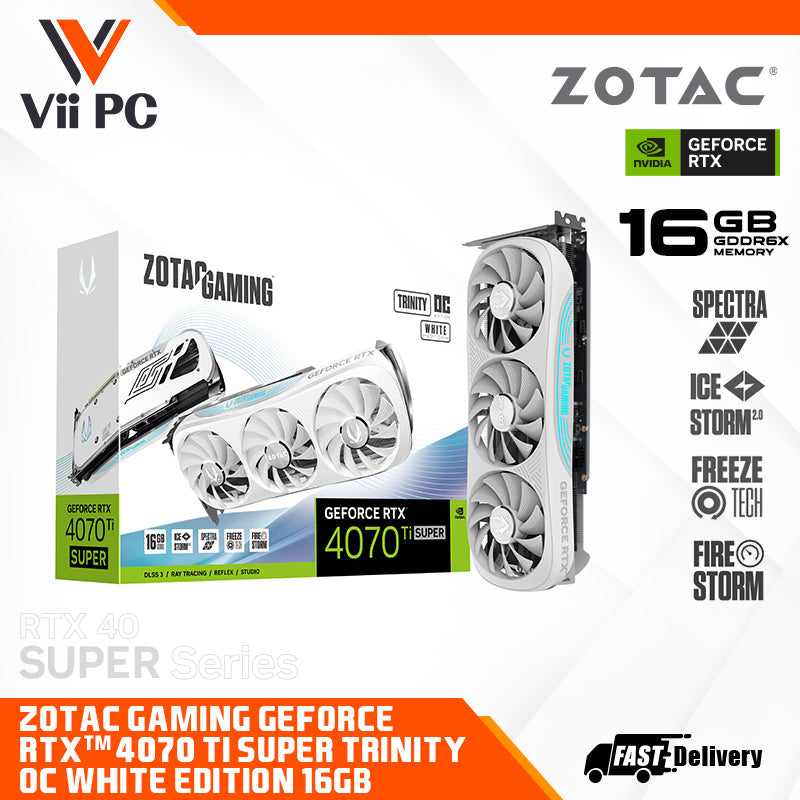 ZOTAC GAMING GeForce RTX 4070 Ti SUPER Trinity OC White Edition 16GB GDDR6X Graphics Card