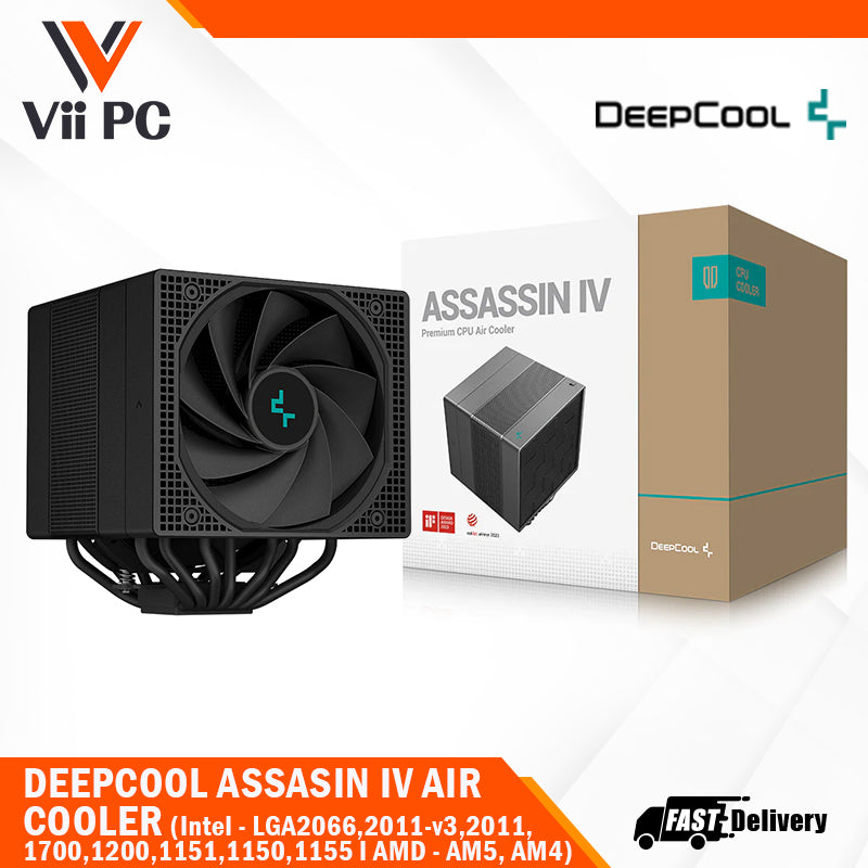 DeepCool ASSASSIN IV Premium CPU Air Cooler, Dual-Tower, 120/140mm FDB Fan Configuration, 7 Copper Heat Pipes, Quiet/Peformance Mode Switch