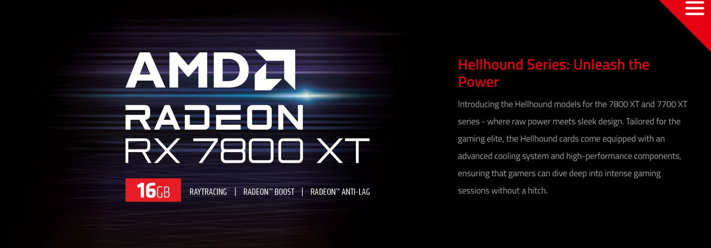 PowerColor Hellhound Radeon RX 7800 XT 16GB GDDR6, PCI Express 4.0 x16, ATX Graphics Card (RX7800XT 16G-L/OC)