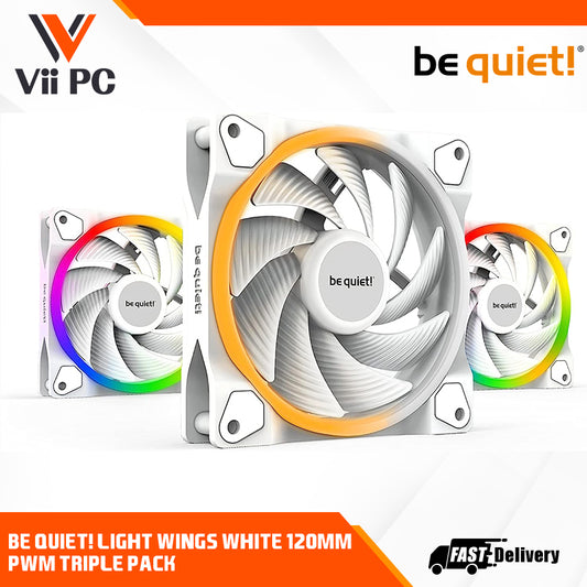 be quiet! Light Wings White 120mm PWM high-Speed Triple Pack, Premium ARGB Cooling Fan, 4-Pin - BL101