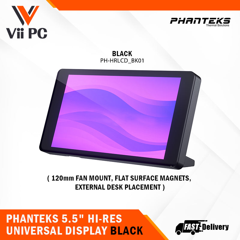 PHANTEKS 5.5" HI-RES UNIVERSAL LCD DISPLAY, Magnetic Mounting, 60Hz, 2160x1440, IPS w/LED backlighting, 99%sRGB, Plug and Play, HDMI, FOR PC BLACK/WHITE