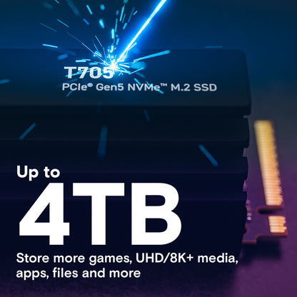 Crucial T705 (1TB/2TB/4TB) PCIe Gen5 NVMe M.2 SSD with heatsink