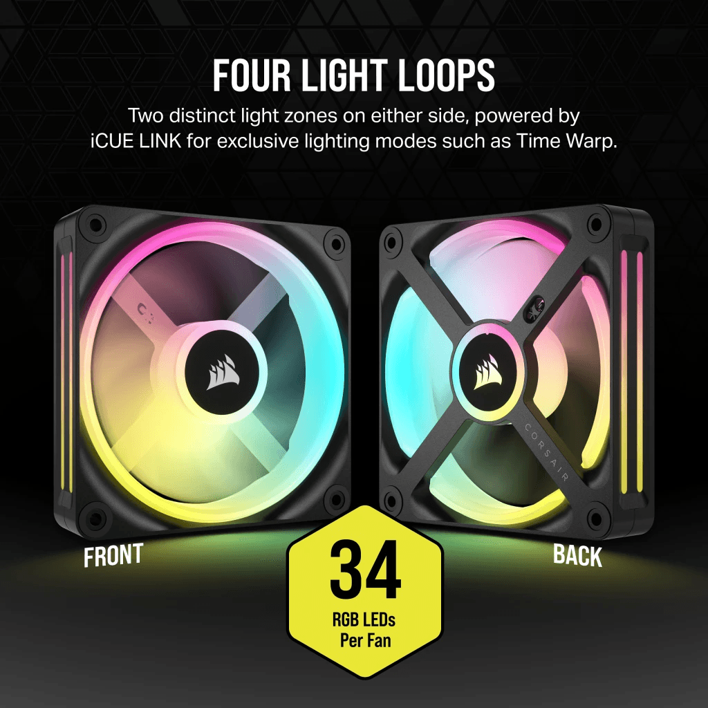 CORSAIR iCUE LINK QX120 RGB BLACK/WHITE, 120mm Magnetic Dome RGB Fan, Starter Kit (Triple Fan Kit)