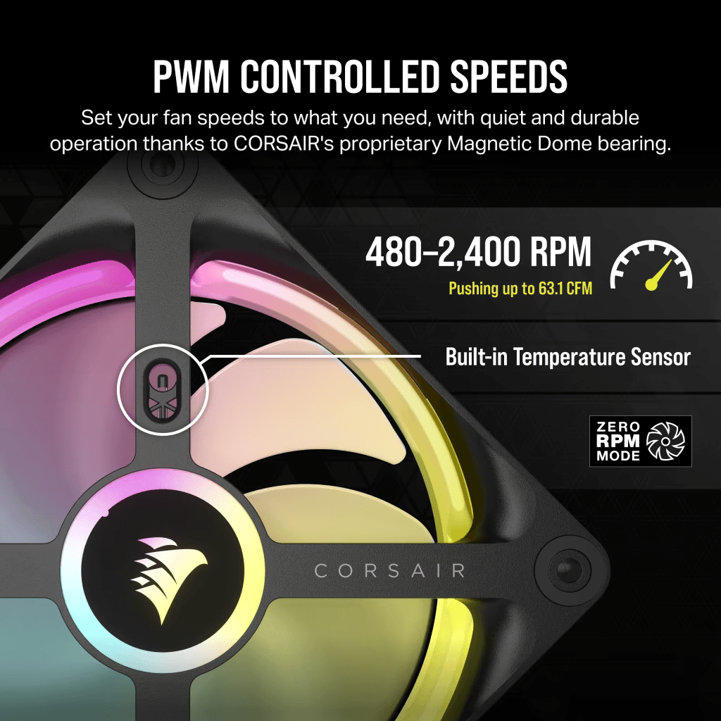 CORSAIR iCUE LINK QX120 RGB BLACK/WHITE, 120mm Magnetic Dome RGB Fan, Expansion Kit (Single Fan)