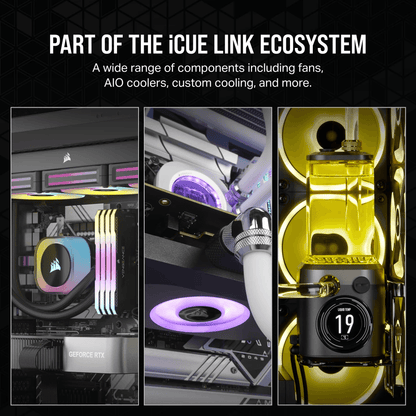 CORSAIR iCUE LINK QX120 RGB BLACK/WHITE, 120mm Magnetic Dome RGB Fan, Starter Kit (Triple Fan Kit)