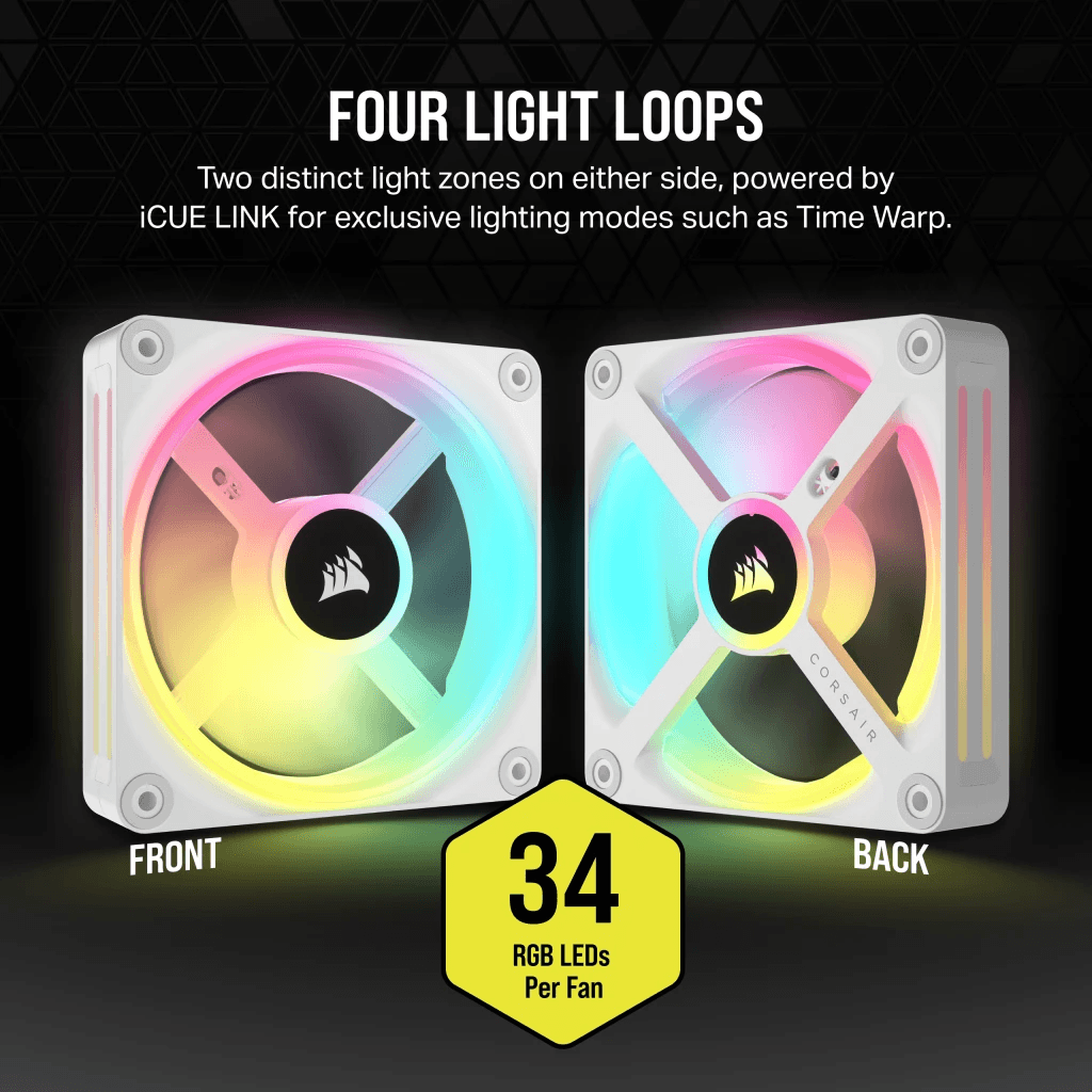 CORSAIR iCUE LINK QX120 RGB BLACK/WHITE, 120mm Magnetic Dome RGB Fan, Expansion Kit (Single Fan)
