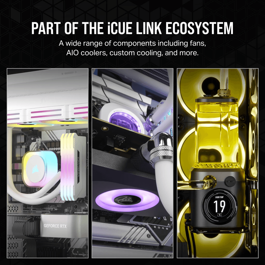 CORSAIR iCUE LINK QX120 RGB BLACK/WHITE, 120mm Magnetic Dome RGB Fan, Expansion Kit (Single Fan)