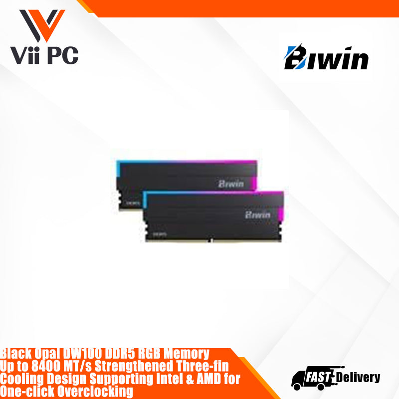 Black / White Opal DW100 DDR5 RGB 32GB (2x16GB) DDR5 6000 MT/s Strengthened Three-fin Cooling Design Supporting Intel & AMD for One-click Overclocking Desktop RAM