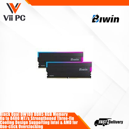 Black / White Opal DW100 DDR5 RGB 32GB (2x16GB) DDR5 6000 MT/s Strengthened Three-fin Cooling Design Supporting Intel & AMD for One-click Overclocking Desktop RAM