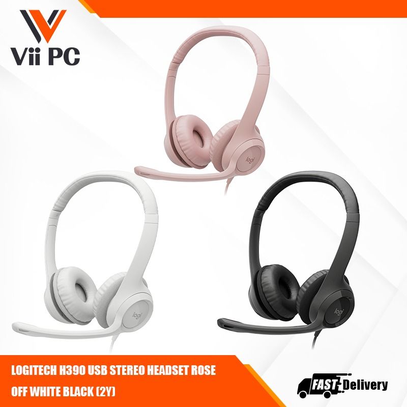 LOGITECH H390 USB STEREO HEADSET ROSE OFF WHITE BLACK (2Y)