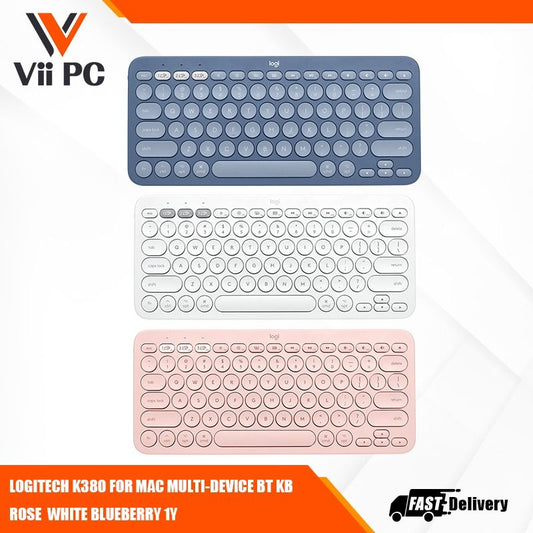 LOGITECH K380 FOR MAC MULTI-DEVICE BT KB ROSE WHITE BLUEBERRY 1Y