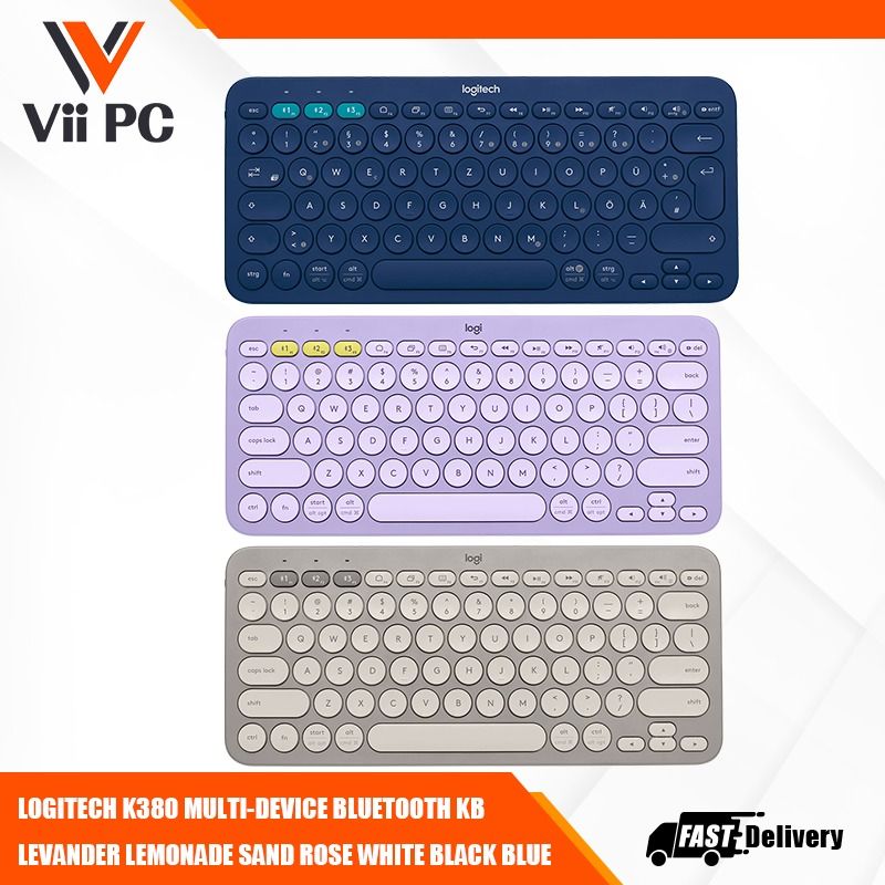 LOGITECH K380 MULTI-DEVICE BLUETOOTH KB LEVANDER LEMONADE SAND ROSE WHITE BLACK BLUE
