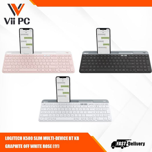 LOGITECH K580 SLIM MULTI-DEVICE BT KB GRAPHITE OFF WHITE ROSE (1Y)