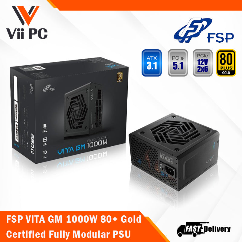 FSP VITA GM 1000W 80 Plus® Gold Certified Fully Modular Power Supply - ATX 3.1, Gen 5.1, 120mm HYB Fan