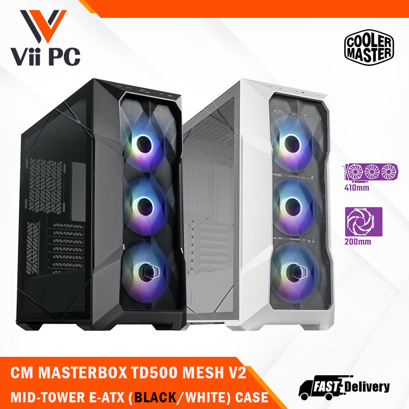 COOLER MASTER MASTERBOX TD500 MESH V2 Mid Tower E-ATX BLACK/WHITE Casing