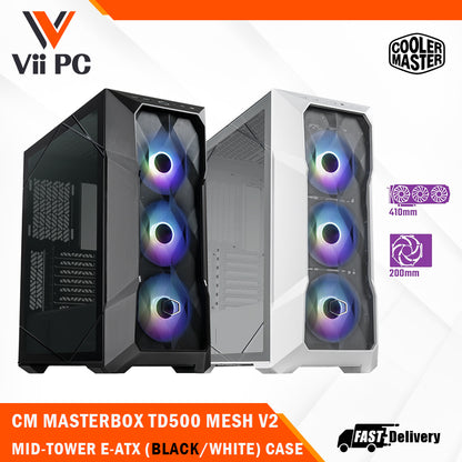 COOLER MASTER MASTERBOX TD500 MESH V2 Mid Tower E-ATX BLACK/WHITE Casing