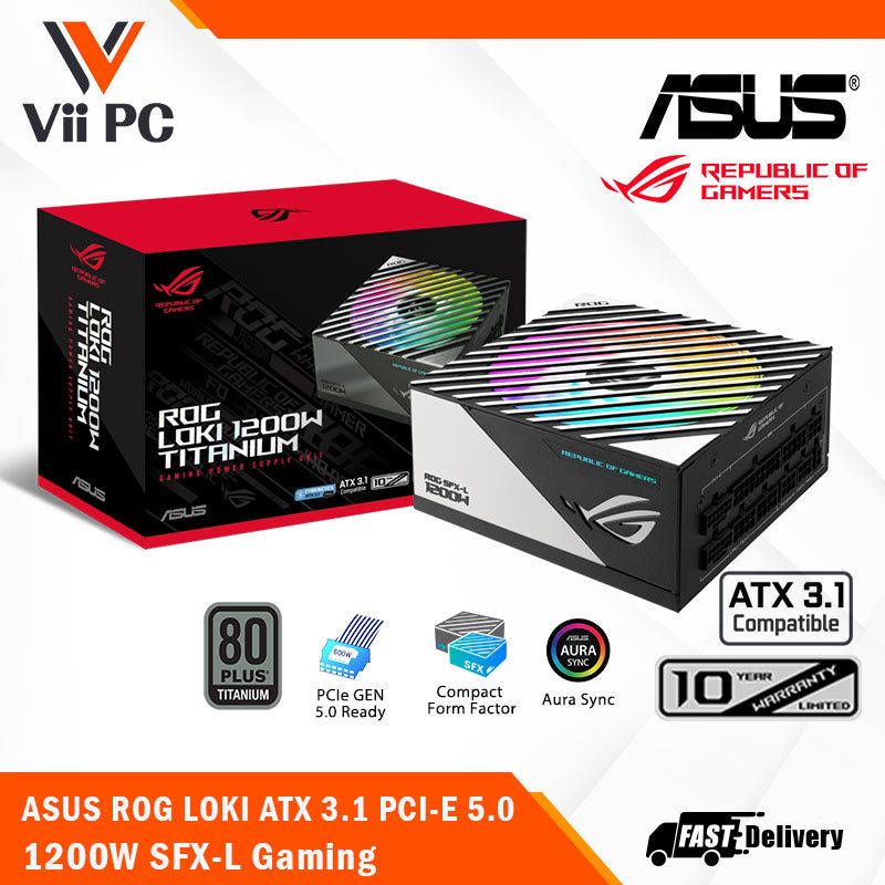 ASUS ROG Loki SFX-L 1200W Titanium (Fully Modular Power Supply, 80+ Titanium Certified, Compact Form Factor, ATX 3.1, PCIe Gen 5.0 Ready, Aura Sync, 10 Year Warranty)