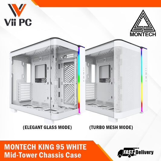 Montech KING 95 WHITE Tempered Glass ATX Middle Tower Case (Dynamic Duo Airflow Modes)