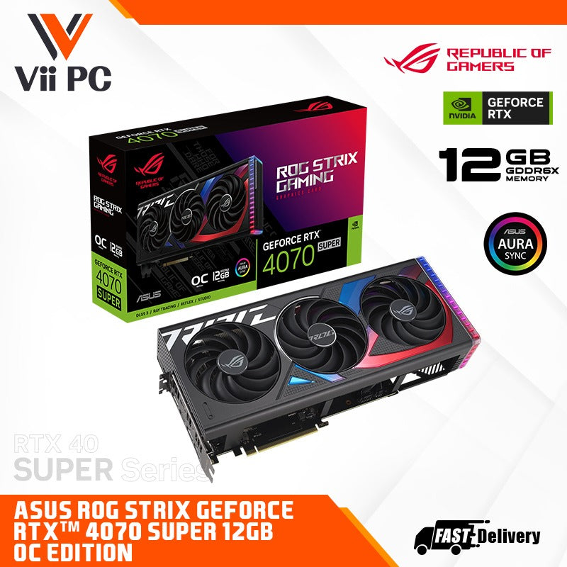 ASUS ROG Strix GeForce RTX™ 4070 SUPER 12GB GDDR6X Graphics Card with DLSS 3 and chart-topping thermal performance