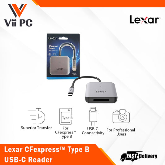 Lexar CFexpress™ Type B USB-C Reader - USB 3.2 GEN , 10Gbps for smooth workflow , High Quality Images , 8K RAW videos , For PC and Mac® systems, 2 Years Warranty